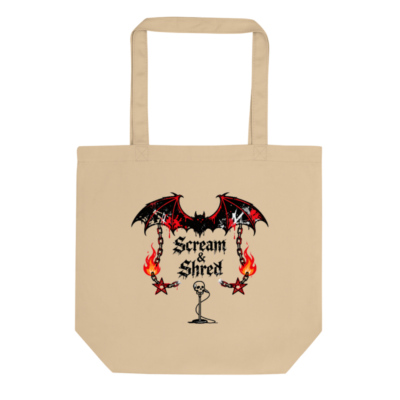 Eco Oyster Tote Bag | Scream & Shred Bat Design, Sustainable Cotton Tote