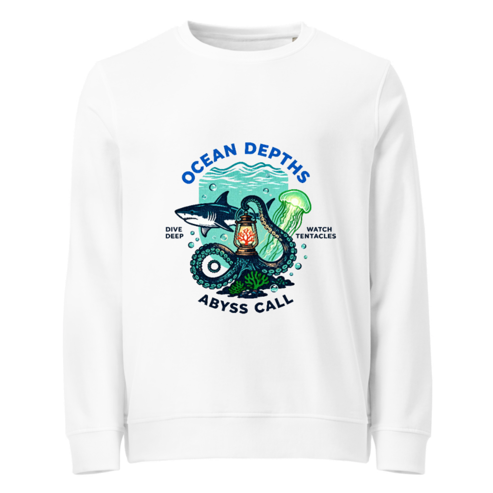Ocean Depths Unisex Organic Sweatshirt | Abyss Call Dive Deep Watch Tentacles