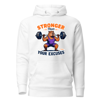 Stronger Than Your Excuses Capybara Hoodie | Unisex Premium Pullover Hoodie