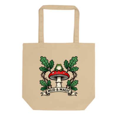 Eco Oyster Tote Bag | Mud & Magic Frog Mushroom Design | Sustainable Canvas Tote