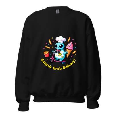 Galactic Grub Delivery! Alien Chef Sweatshirt - Unisex Crew Neck