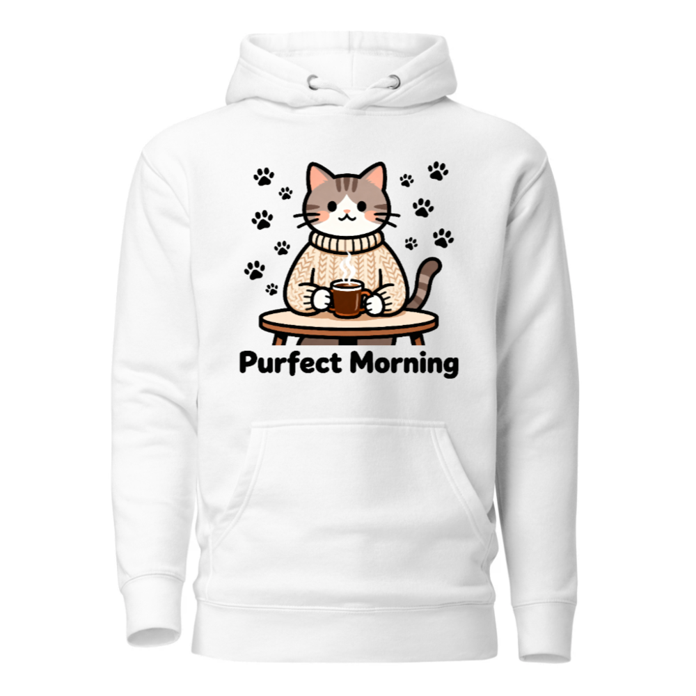 Purfect Morning Cat Hoodie | Unisex Premium Pullover Sweatshirt