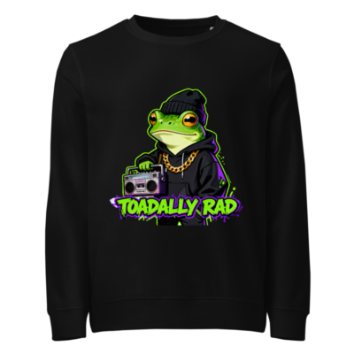 Unisex Organic Sweatshirt | Toadally Rad Frog with Boombox Design