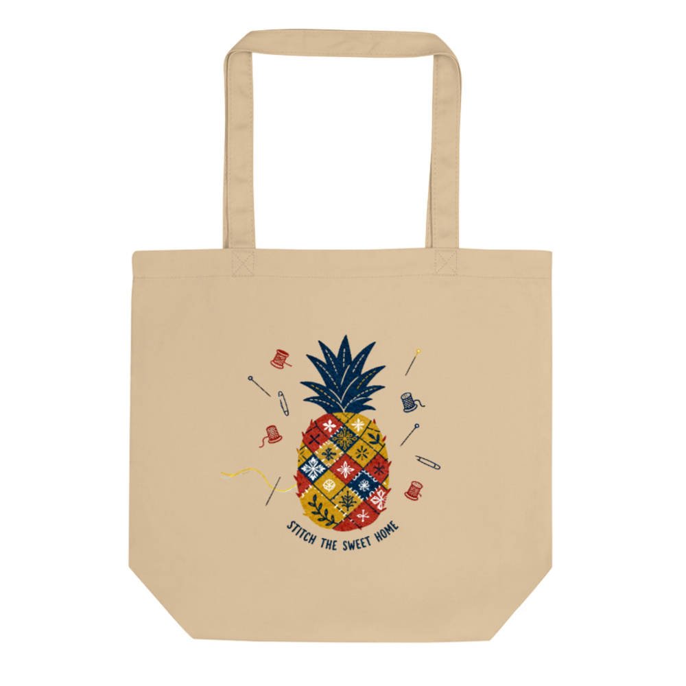 Eco Oyster Tote Bag | Patchwork Pineapple Design, Stitch the Sweet Home