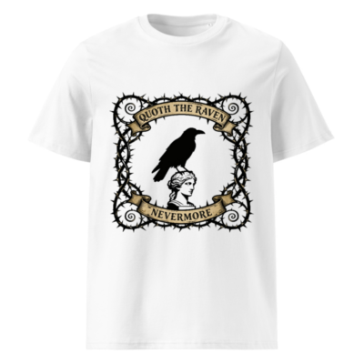 Unisex Organic Cotton T-Shirt | Quoth the Raven Nevermore - Gothic Raven & Statue Design