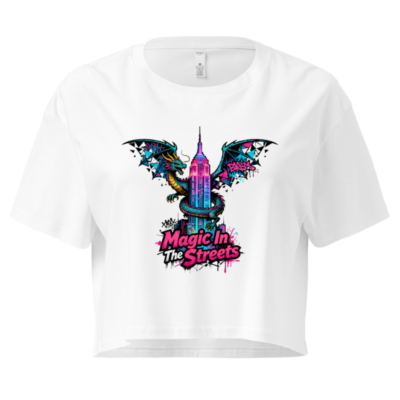 Women's Crop Top - Magic In The Streets Dragon & NYC Skyline Graphic Tee