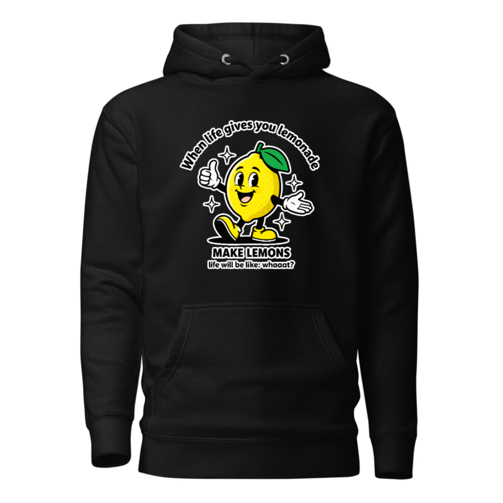 Unisex Premium Pullover Hoodie - 'Make Lemons' Lemon Character Hoodie
