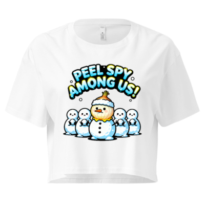 Women's Crop Top - Peel Spy Among Us Snowman Design, Cute Winter Graphic Tee