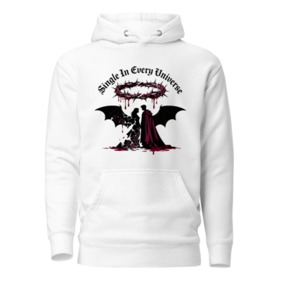 Unisex Premium Pullover Hoodie - 'Single In Every Universe' Gothic Devil & Angel Design