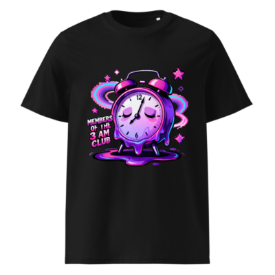 Unisex Organic Cotton T-Shirt | Members of the 3 AM Club Alarm Clock Design