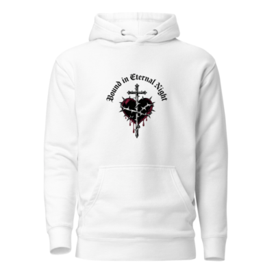 Unisex Premium Pullover Hoodie - Bound in Eternal Night Heart & Cross Design