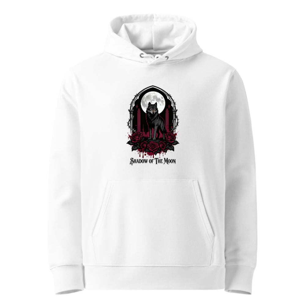 Shadow of the Moon Unisex Eco Hoodie | Black Wolf Gothic Design
