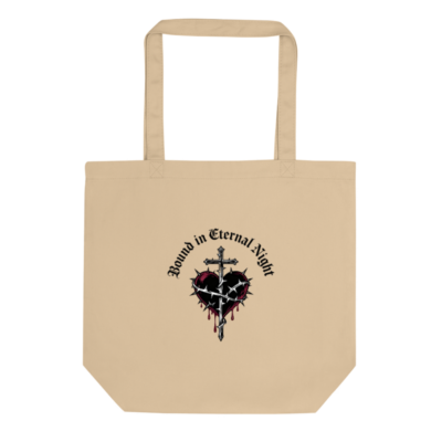Eco Oyster Tote Bag | Sustainable Cotton Tote with Gothic Heart & Cross Design