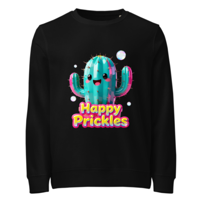 Unisex Organic Sweatshirt | Happy Prickles Cactus Design - Eco-Friendly & Comfortable