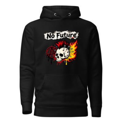 No Future Punk Hoodie - Unisex Premium Pullover with Skull & Anarchy Symbol