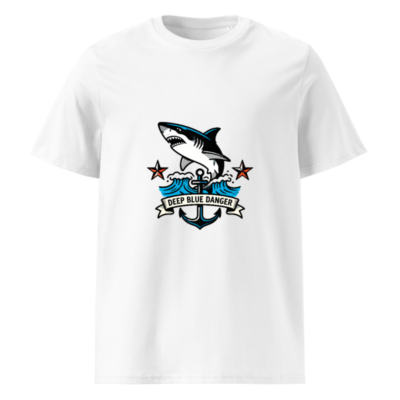 Unisex Organic Cotton T-Shirt | Shark & Anchor 'Deep Blue Danger' Design