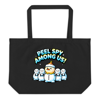 Peel Spy Among Us Snowman Tote Bag | Organic Black Canvas Tote