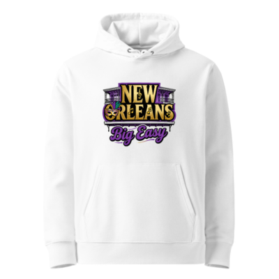 New Orleans Big Easy Unisex Eco Hoodie - Purple Gold Mardi Gras Design