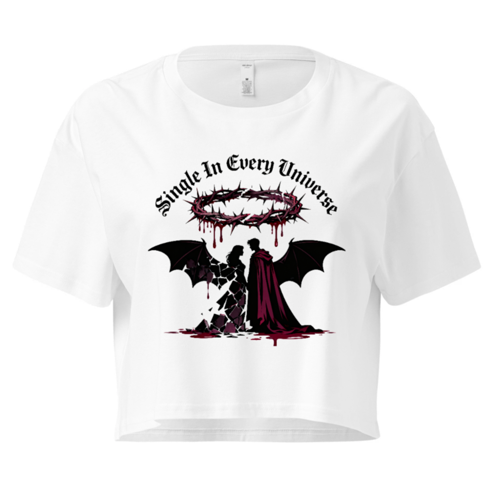Women's Crop Top - Single In Every Universe, Gothic Angel & Devil T-Shirt