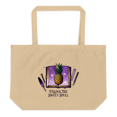 Organic Pineapple Spell Book Tote Bag | Eco-Friendly Large Canvas Tote