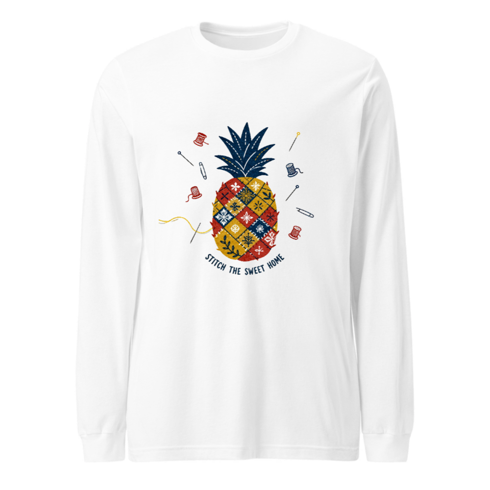 Stitch the Sweet Home Pineapple Patchwork Long Sleeve Tee - Unisex