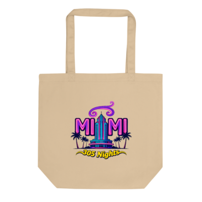 Eco Oyster Tote Bag | Miami 305 Nights Neon Art Tote, Sustainable Cotton