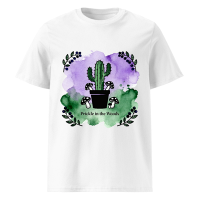 Unisex Organic Cotton T-Shirt | Prickle in the Woods Cactus & Mushrooms Design