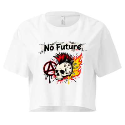No Future Punk Crop Top - Women's Short Sleeve Skull & Mosh Pit Design