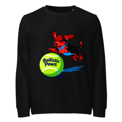 Unisex Organic Sweatshirt | Ballistic Paws Dog & Tennis Ball Design