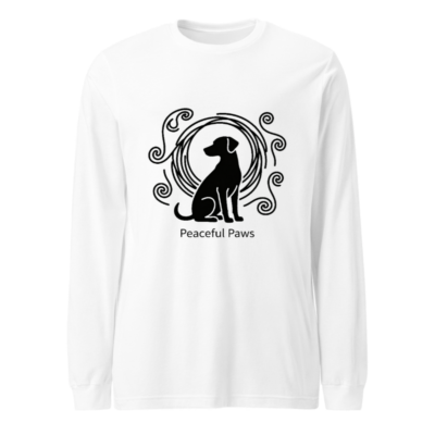 Peaceful Paws Unisex Long Sleeve Tee - Black Dog Design, Soft Comfort Fit