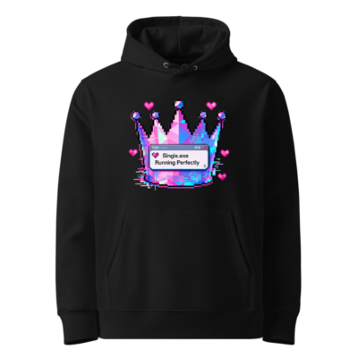 Unisex Eco Hoodie | Pixel Crown & Single.exe Running Perfectly Design