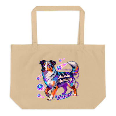 Large Organic Tote Bag | Aussie Herding Vortex! - Eco-Friendly Canvas Tote