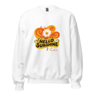 Unisex Crew Neck Sweatshirt - Hello Sunshine Daisies, Retro Vintage Style