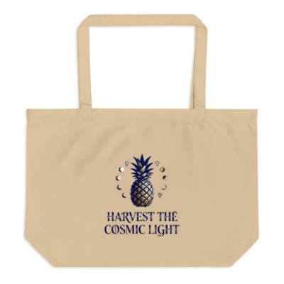 Large Organic Tote Bag | Harvest the Cosmic Light Pineapple Design