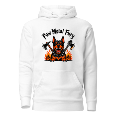 Paw Metal Fury Unisex Hoodie - Premium Pullover with Dog & Axes Design