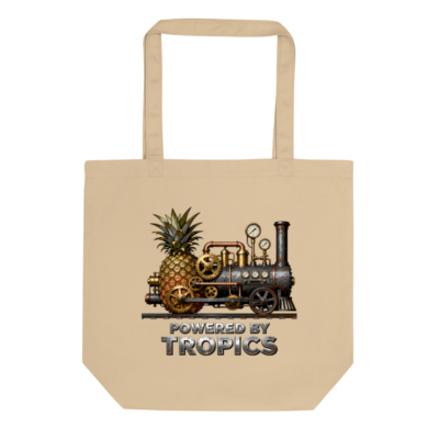Eco Oyster Tote Bag | Steampunk Pineapple Train Design, Reusable Cotton Tote