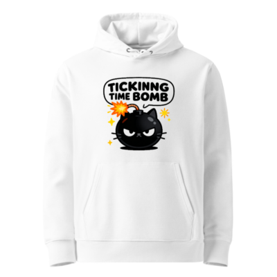 Unisex Eco Hoodie - Tickinng Time Bomb Cat Design, Soft & Sustainable