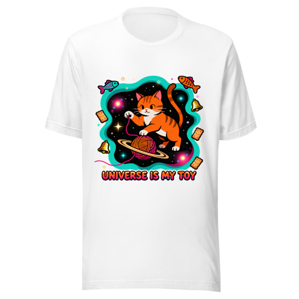 Unisex T-Shirt - Universe Is My Toy Cat Space Design, Soft Staple Tee