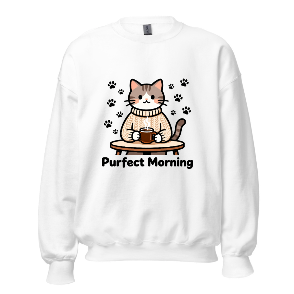 Purfect Morning Cat Sweatshirt | Unisex Crew Neck Sweatshirt