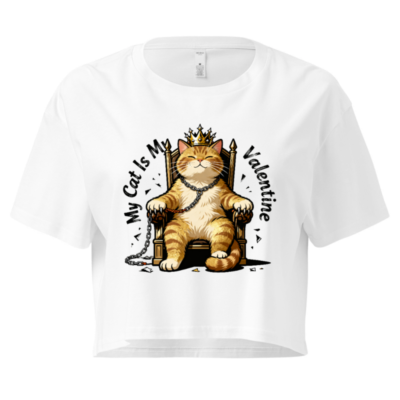 My Cat Is My Valentine Women's Crop Top - King Cat with Crown & Chain