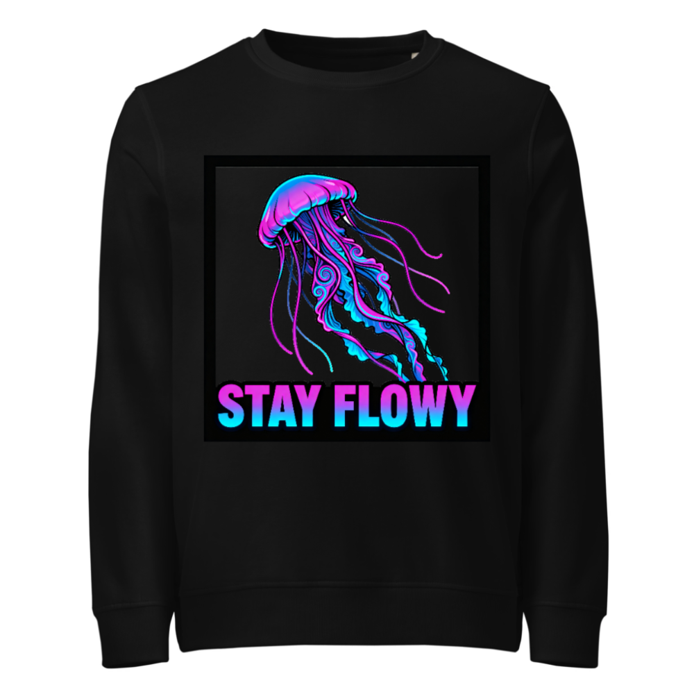 Unisex Organic Sweatshirt | Stay Flowy Jellyfish Design - Soft Eco-Friendly Crewneck