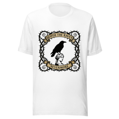 Unisex Staple T-Shirt | Quoth the Raven Nevermore - Gothic Raven & Bust Design