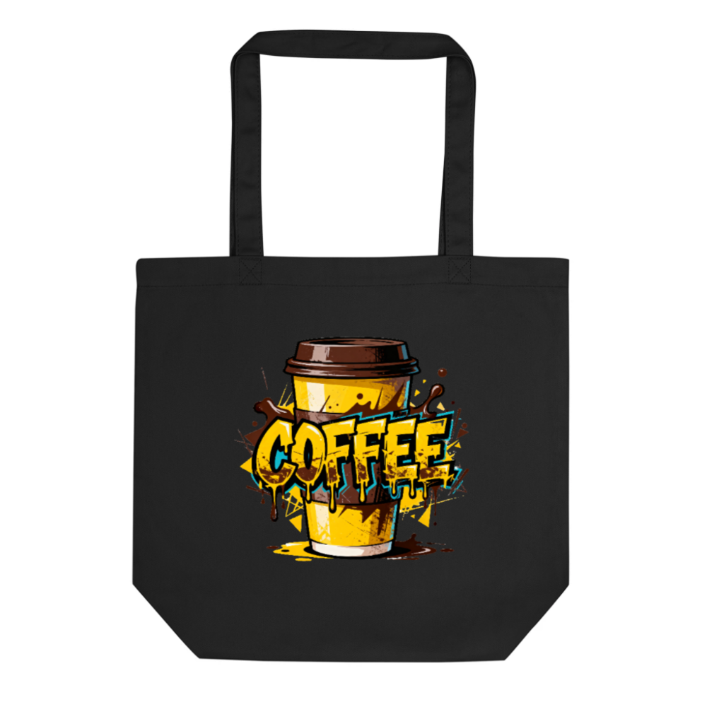 Eco Black Tote Bag | Coffee Lover Gift, Reusable & Sustainable