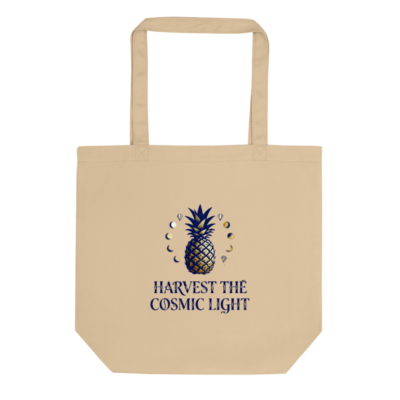 Eco Oyster Tote Bag | Sustainable Cotton Tote with Pineapple Cosmic Design