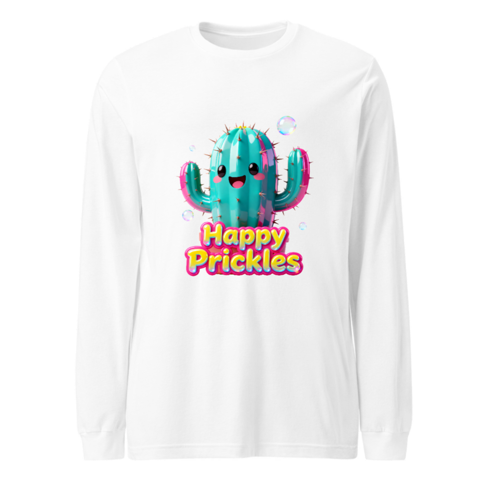 Happy Prickles Cactus Long Sleeve Tee - Unisex, Cute & Colorful