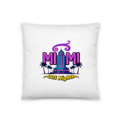 Miami 305 Nights Neon Art Pillow - 18" x 18" Basic Pillow