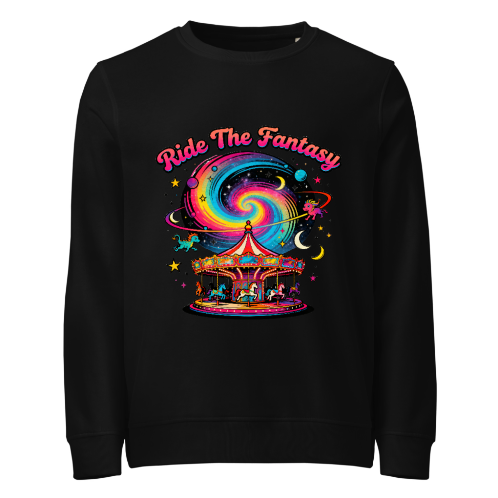 Unisex Organic Sweatshirt | Ride The Fantasy Carousel & Galaxy Design
