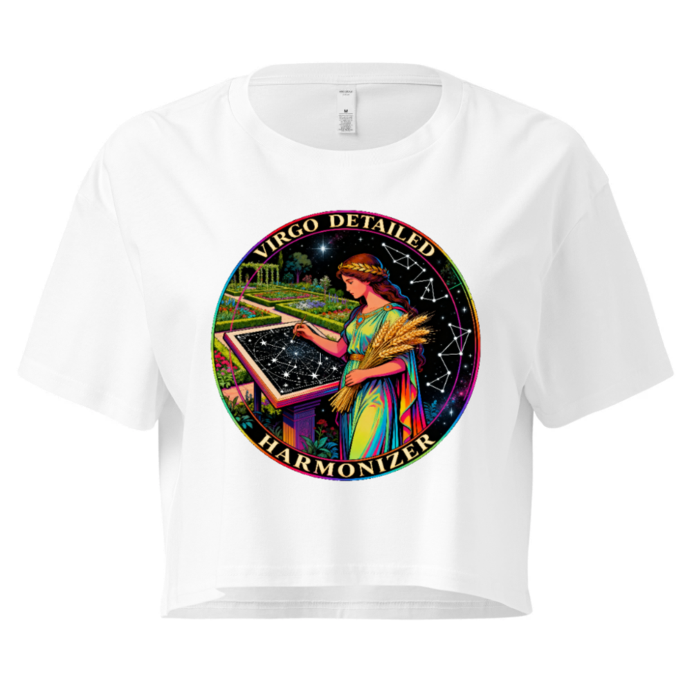 Virgo Detailed Harmonizer Women's Crop Top - Rainbow Goddess Astrology Tee