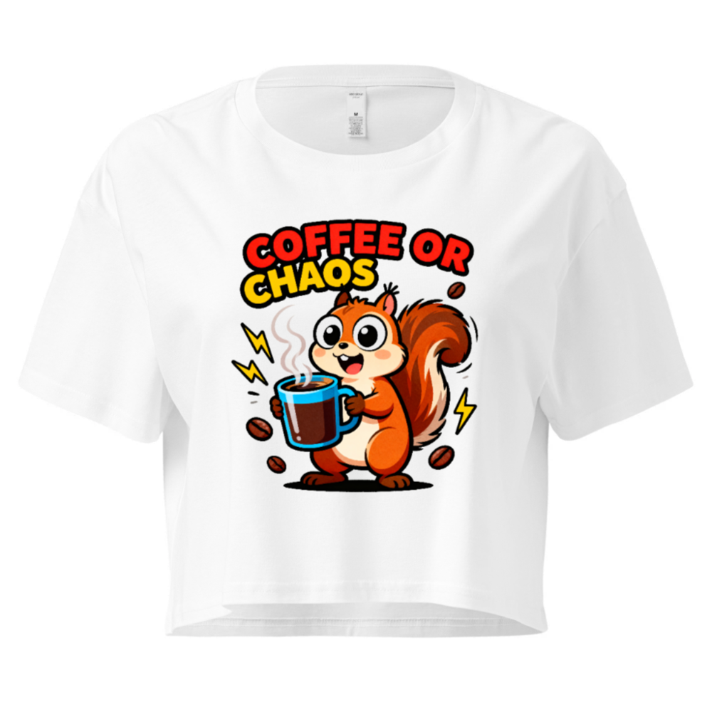Coffee or Chaos Squirrel Women's Crop Top - Fun Graphic Tee