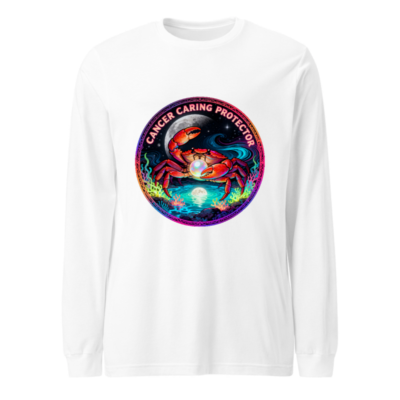 Cancer Caring Protector Crab Long Sleeve Tee - Unisex, Vibrant Astro-Sea Design